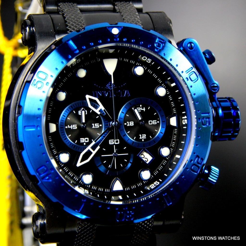 Mens Coalition Forces Black Stainless Steel Chronograph 52mm $1095 Watch New
