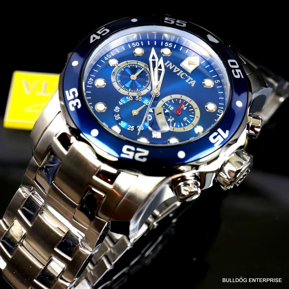 Invicta Pro Diver Scuba Chronograph 48mm Stainless Steel Bracelet Blue Watch New