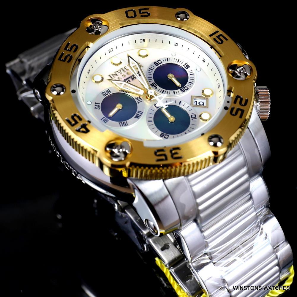Invicta Reserve Sea Hunter Propeller Swiss Mvt Steel White MOP Watch 52mm New