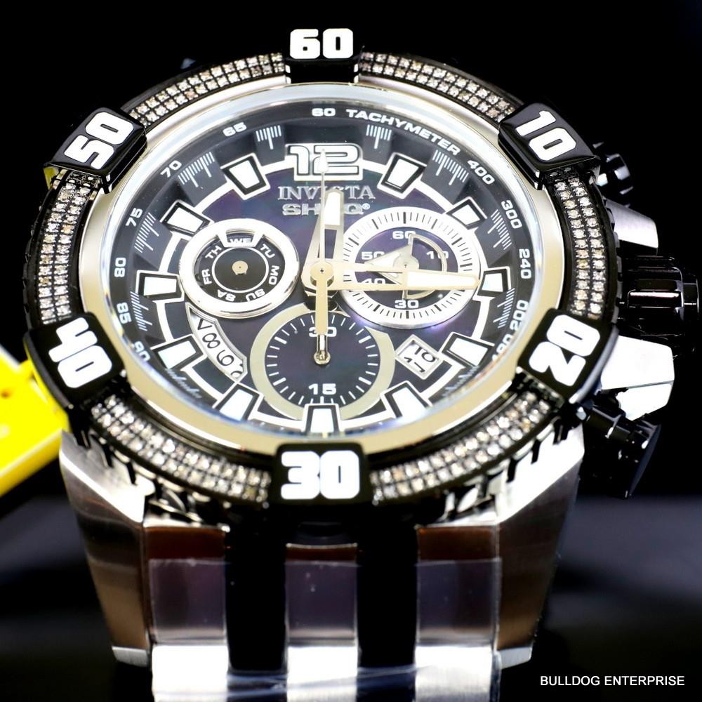 Invicta Shaq Grand Octane .75 CTW Diamond Black MOP Swiss 63mm Steel Watch New