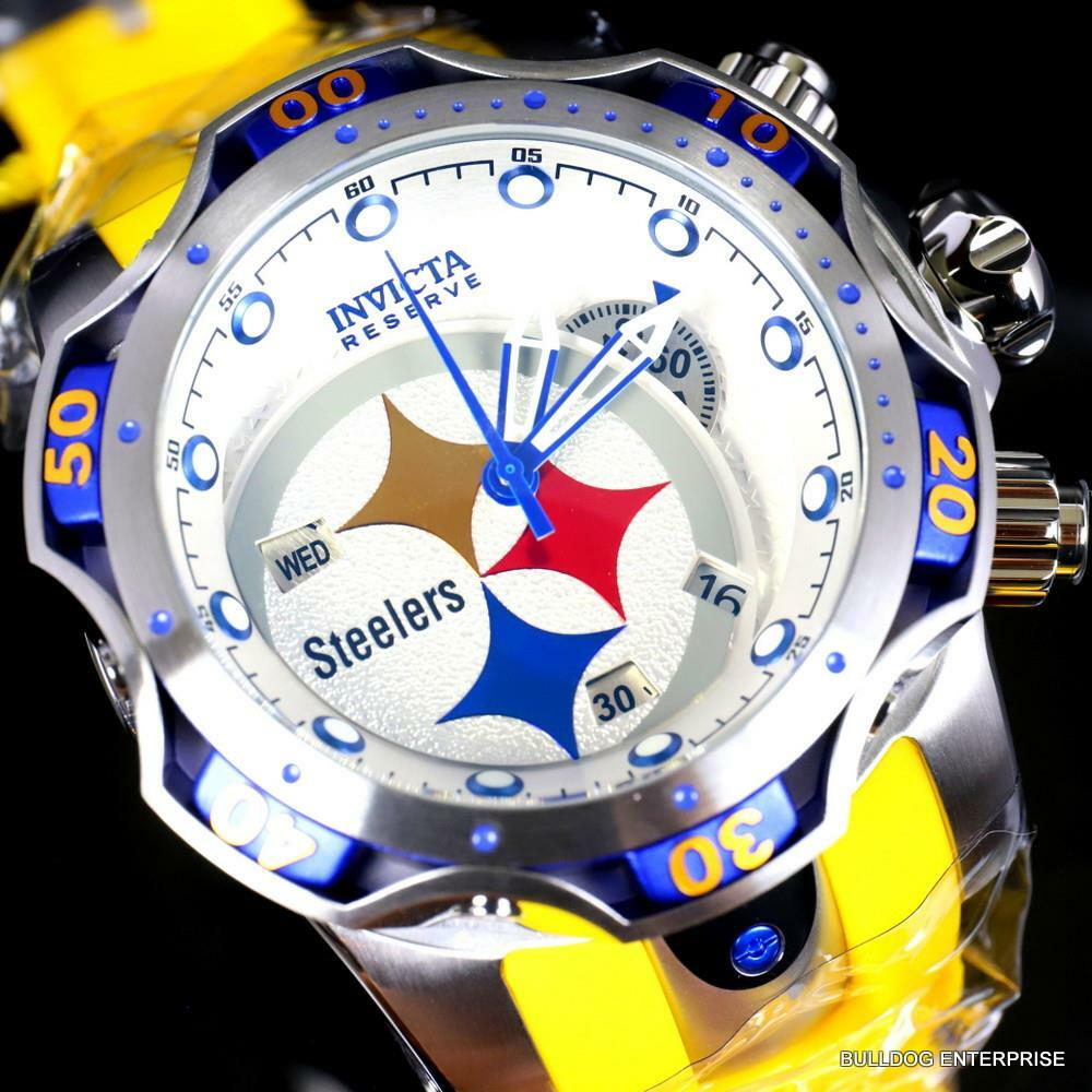 Invicta NFL Pittsburgh Steelers Venom Gen III 52mm Swiss Chronograph Watch New