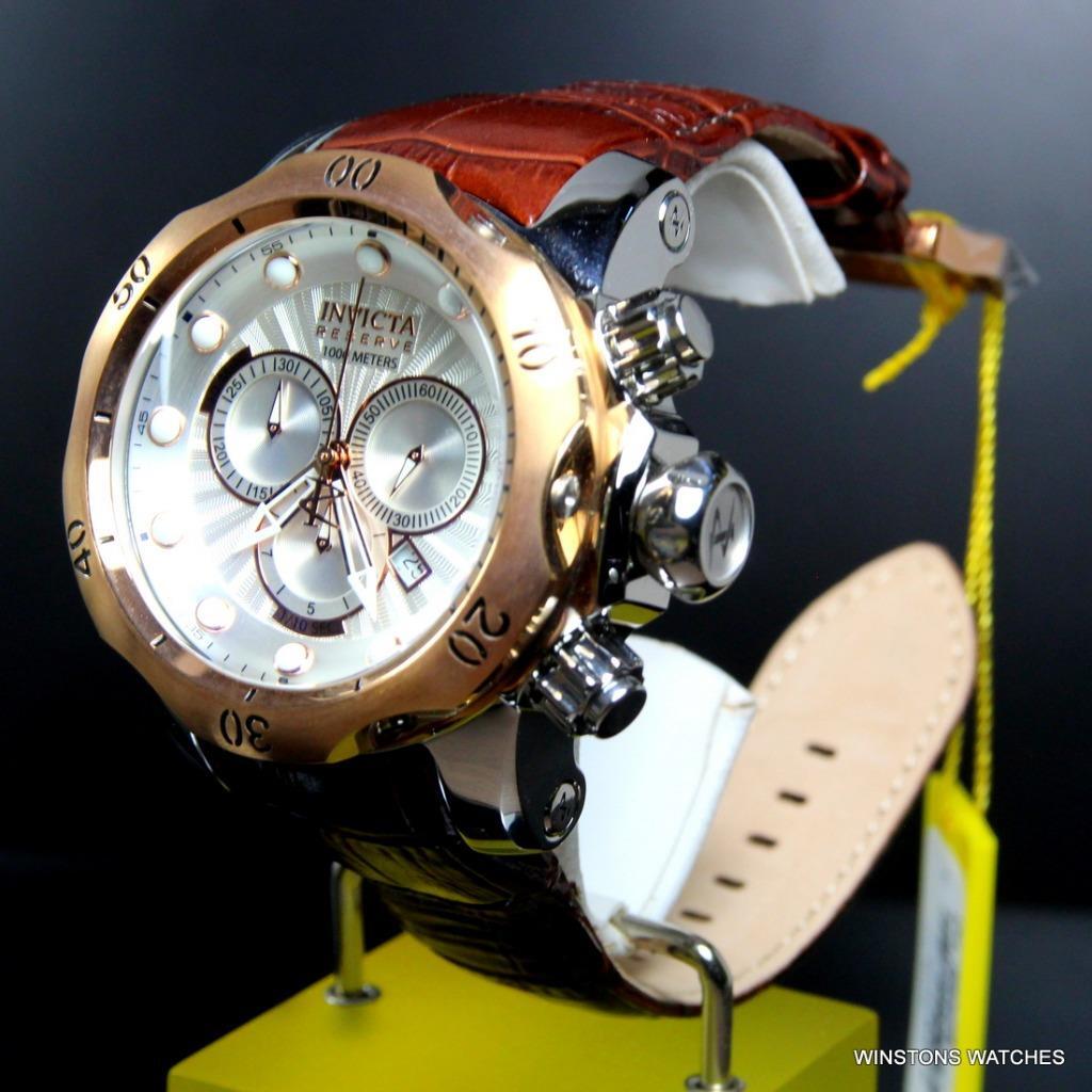Invicta Reserve Venom Elegant Leather White Swiss Movement Chronograph Watch New