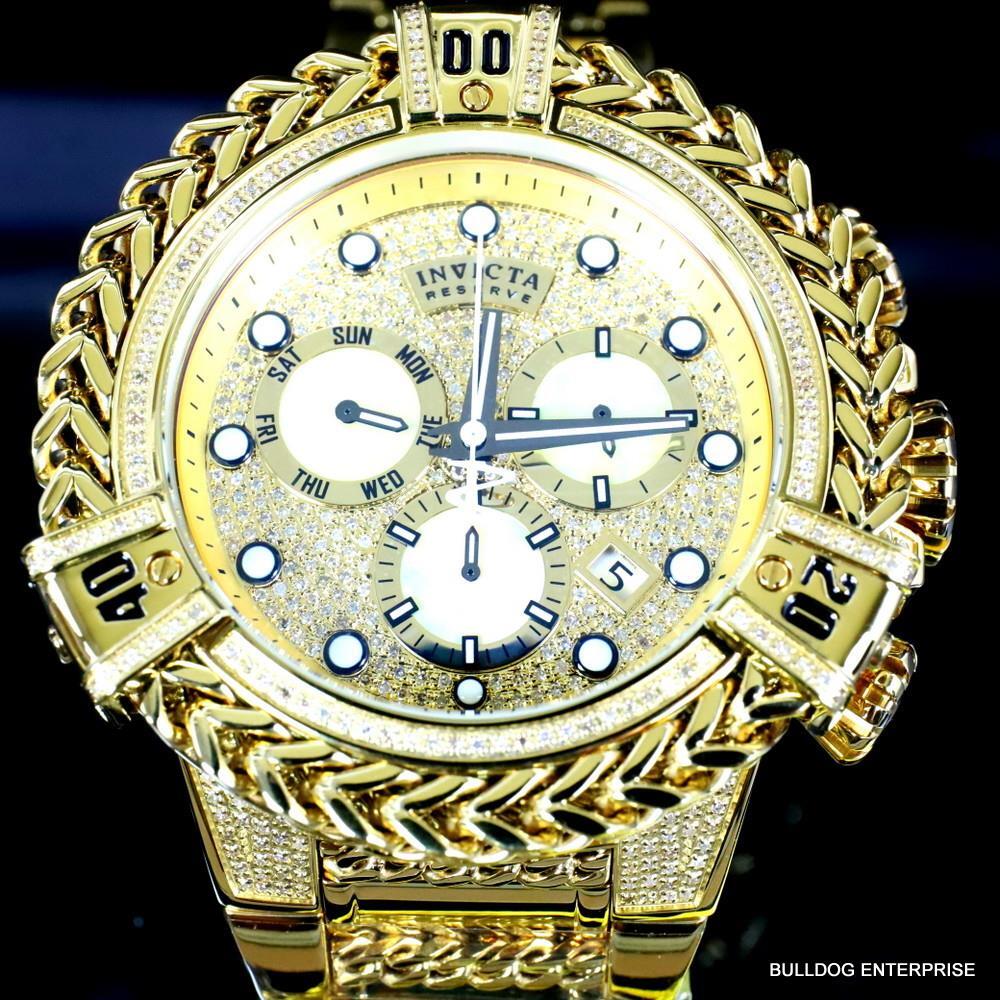 Invicta Reserve Bolt Hercules 2.26 CTW Diamond Gold Plated Steel Swiss Watch New