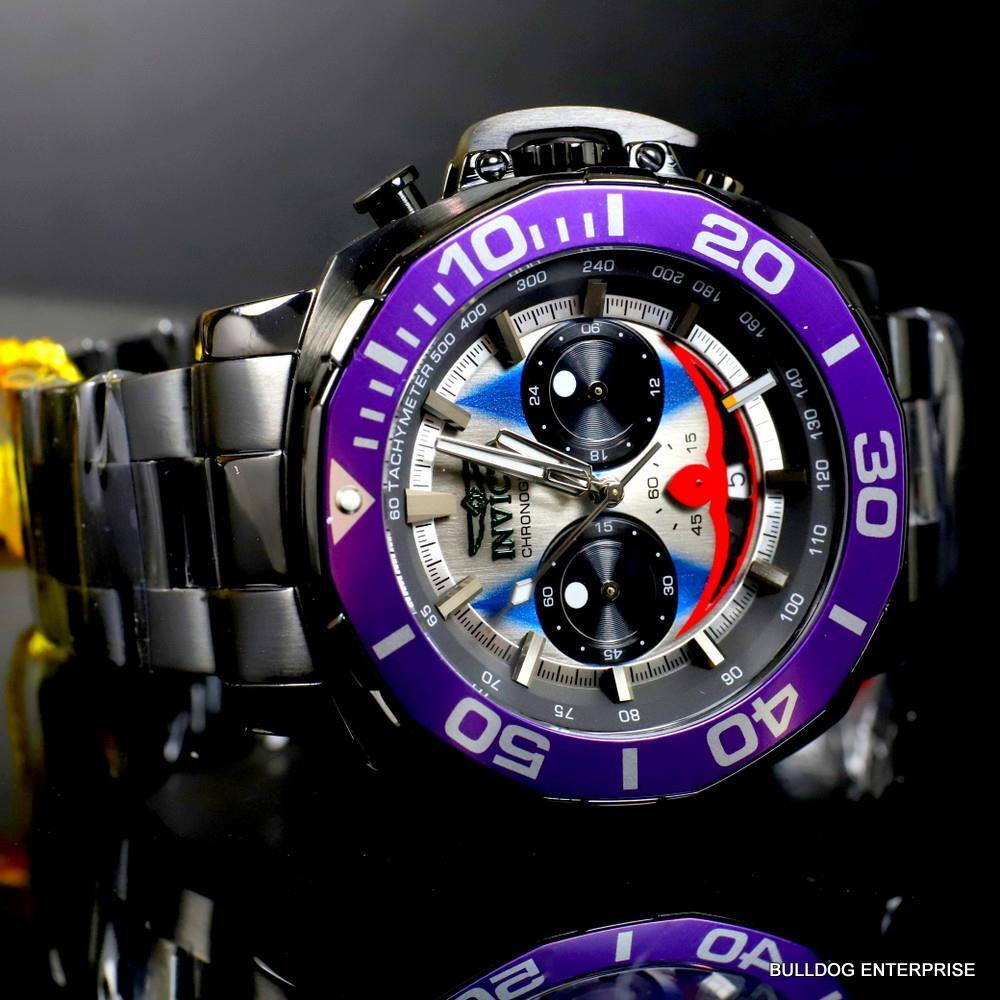 Invicta DC Comics Joker Purple Black Steel Chronograph Limited Ed Watch 52mm New