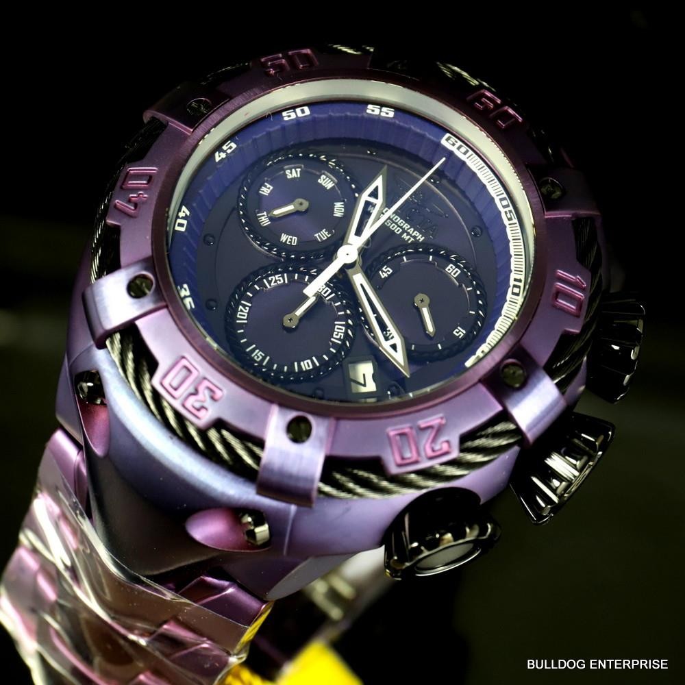 Invicta Thunderbolt Purple Stainless Steel 52mm Swiss Mvt Chronograph Watch New
