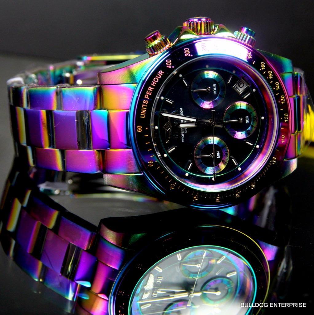 Invicta Speedway Iridescent Chronograph Black Mother of Pearl 40mm Watch New