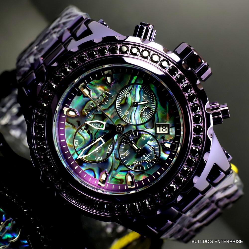 Invicta Reserve Subaqua Specialty 4.14 CTW Black Spinel Abalone Purple Watch New