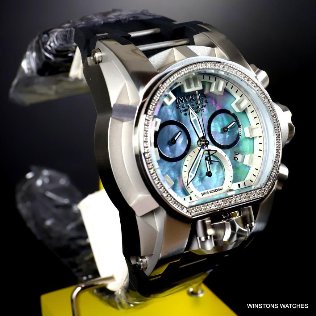 Invicta Reserve Magnum Bolt Zeus Diamond Platinum MOP Swiss Mvt 52mm Watch New