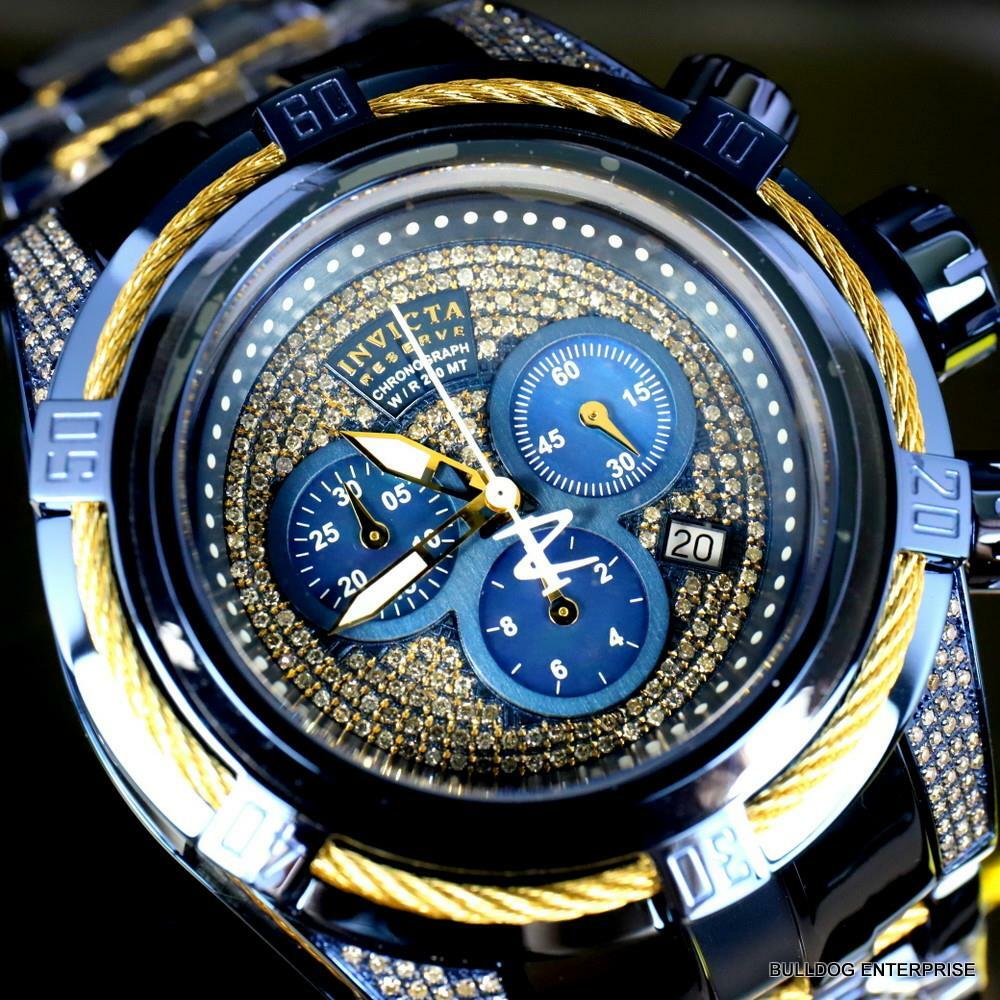 Invicta Bolt Zeus Blue Label 1.31 CTW Diamond Swiss Mvt Steel 52mm Watch New