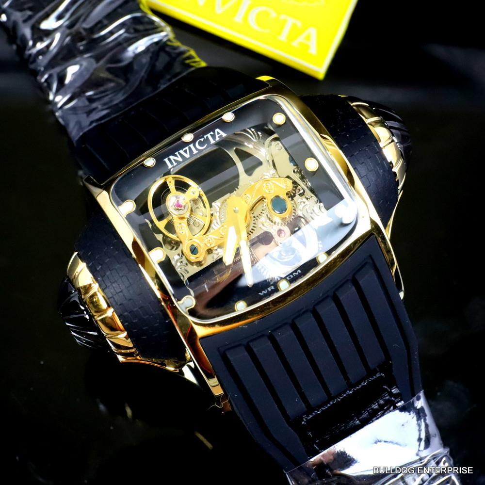 Invicta Vintage Ghost Bridge Automatic Clear Skeletonized Gold 68mm Watch New