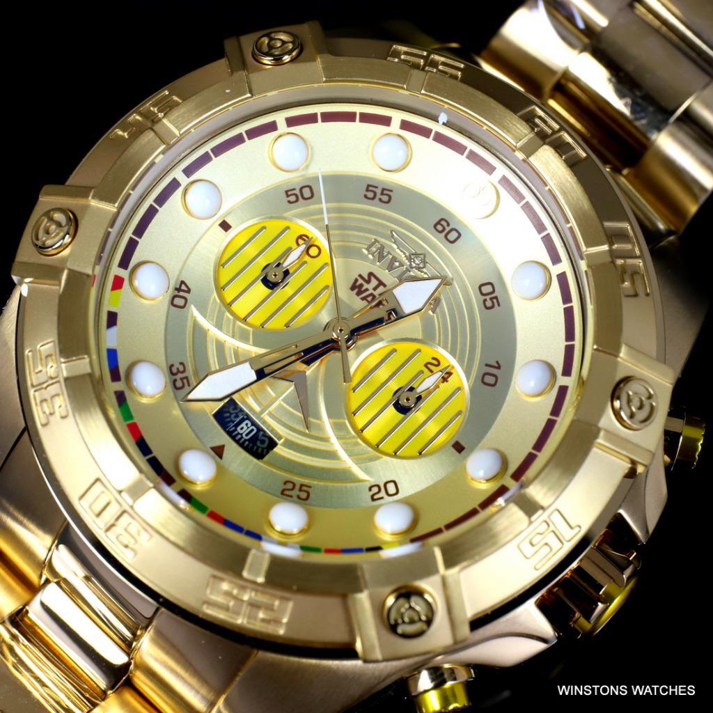 Invicta Star Wars C-3PO Gold Plated Steel Chronograph 52mm Limited Edition New