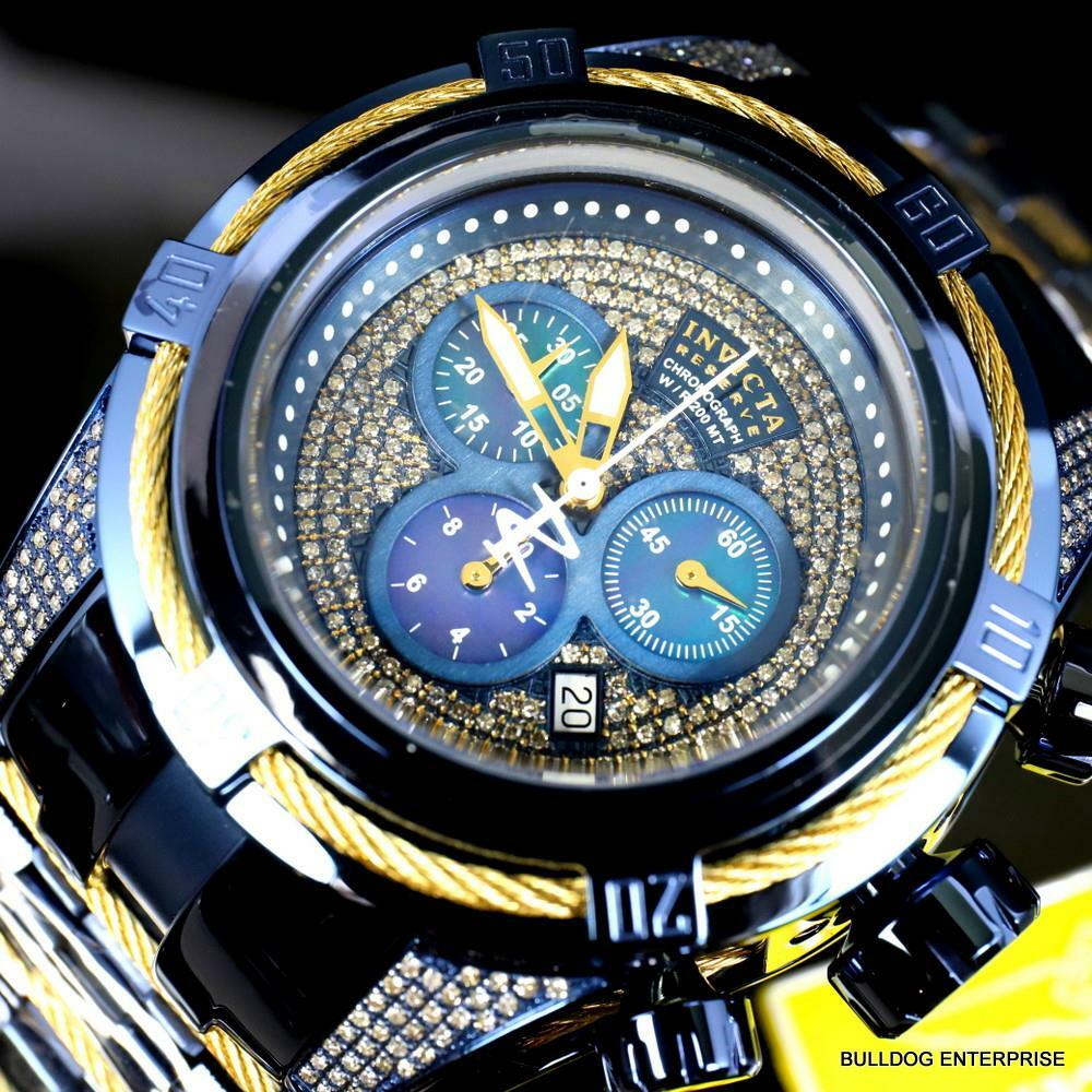Invicta Bolt Zeus Blue Label 1.31 CTW Diamond Swiss Mvt Steel 52mm Watch New