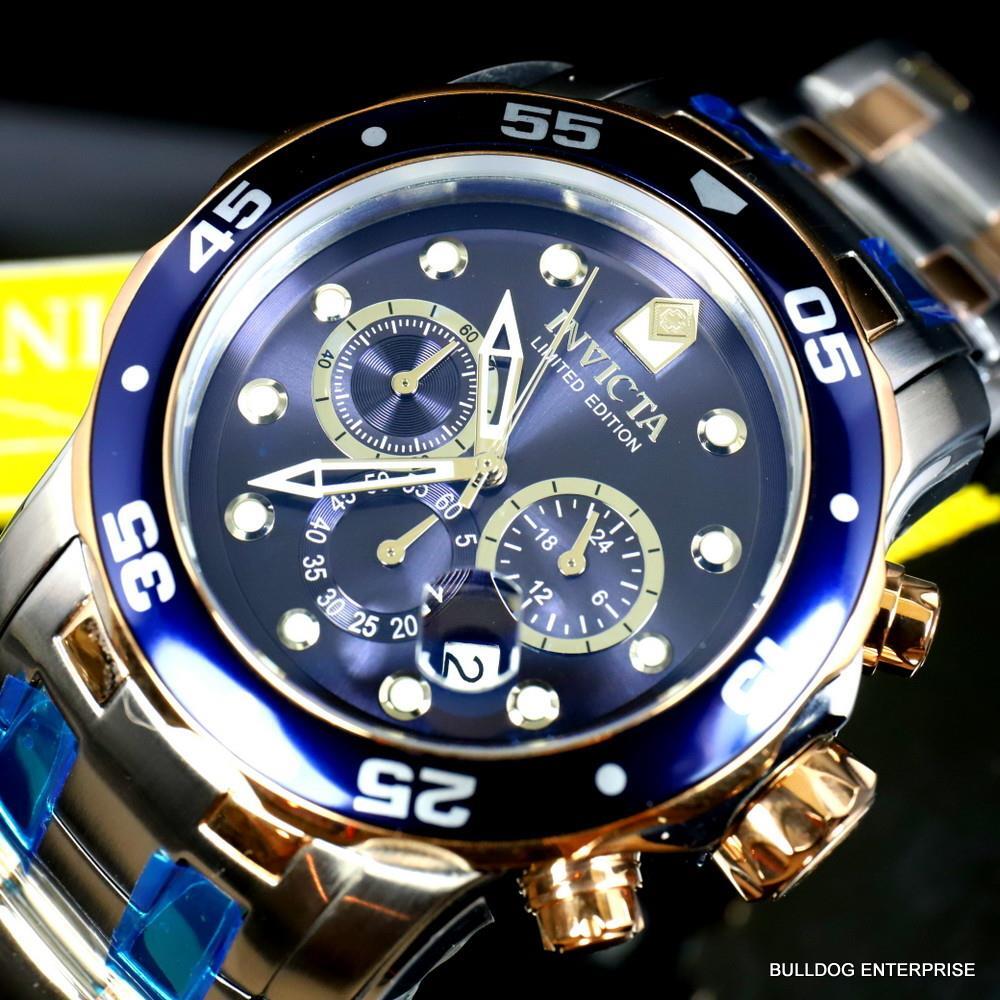 Invicta Pro Diver Scuba Limited Edition Chronograph 48mm Steel Blue Watch New