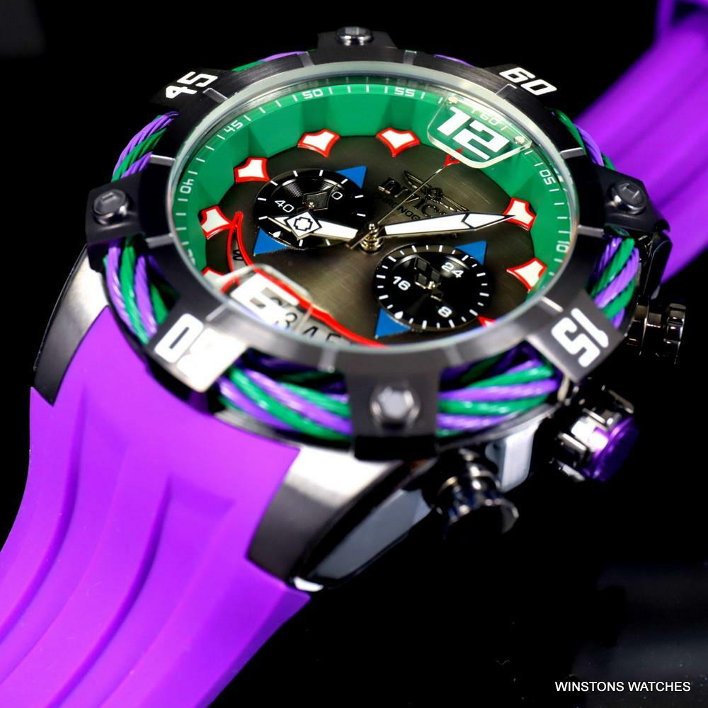 Invicta DC Comics Joker Bolt Limited Edition 50mm Purple Chronograph Watch New