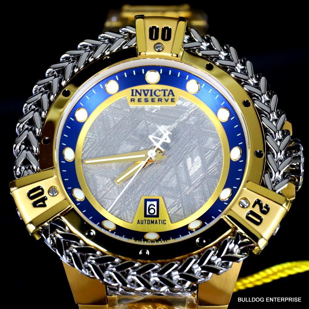 Invicta Reserve Hercules Meteorite Automatic 56mm Gold Plated Steel Watch New