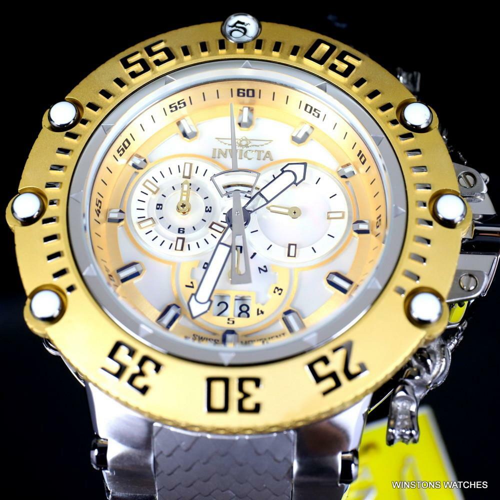 Invicta Subaqua Noma VII Gold Tone MOP Stainless Steel Swiss Mvt Watch 52mm New
