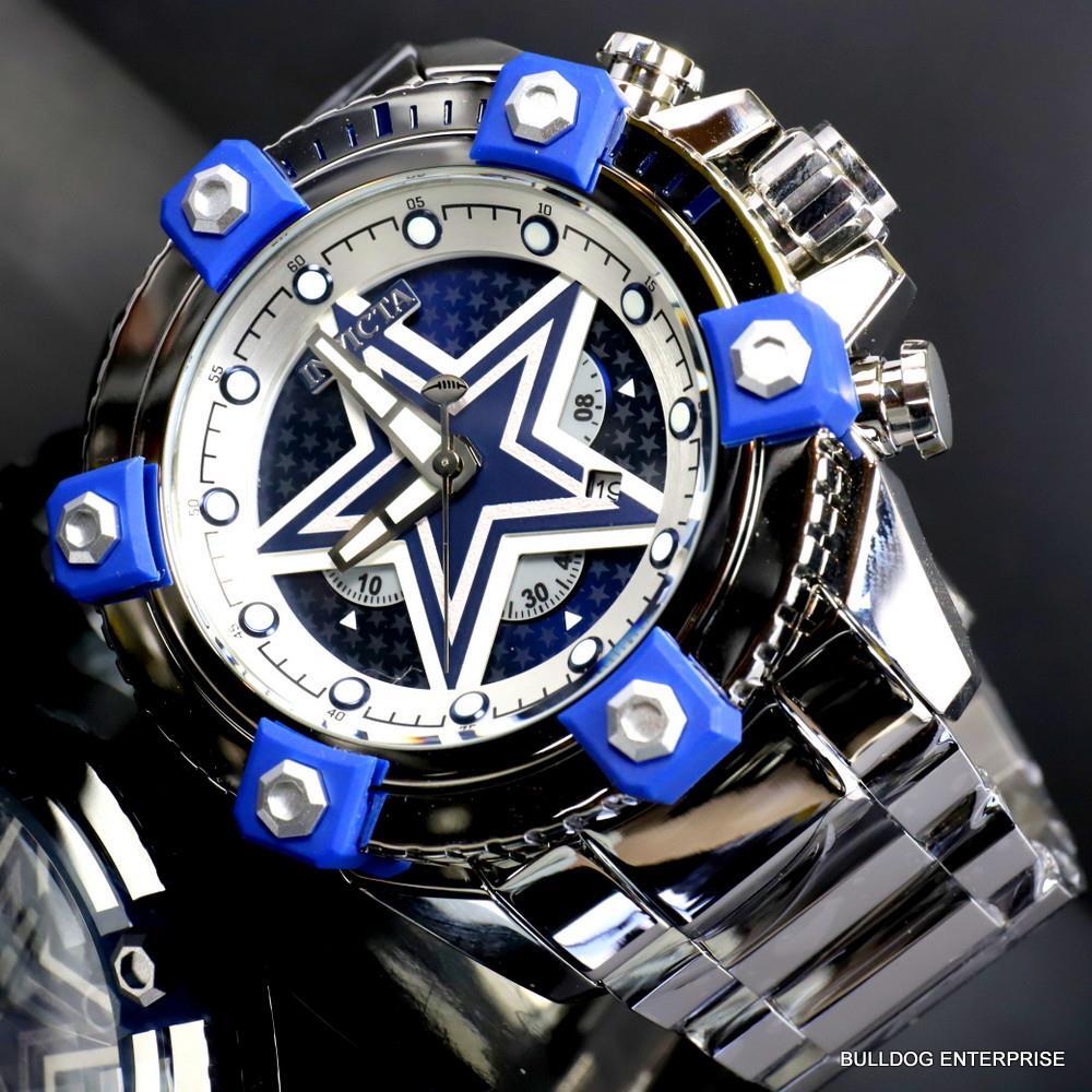 Invicta NFL Dallas Cowboys Grand Octane 63mm Stainless Steel Chrono Watch New