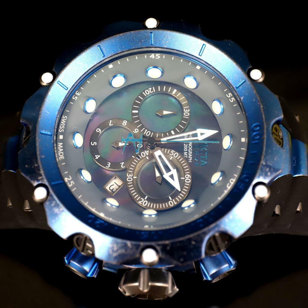 Invicta Reserve Venom Gen II Swiss Made Blue Distressed Black MOP 52mm Watch New