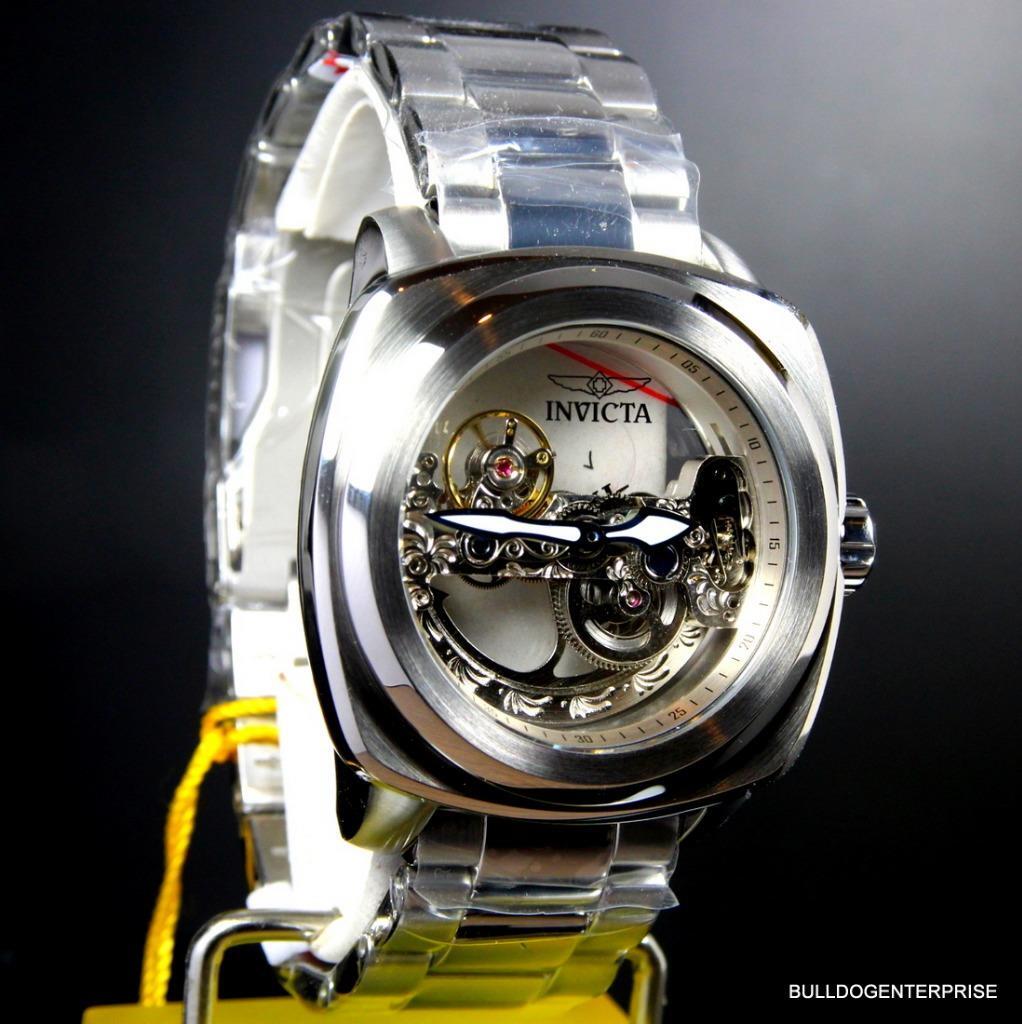 Invicta Aviator Ghost Bridge Mechanical Skeleton Silver Steel 48mm Watch New