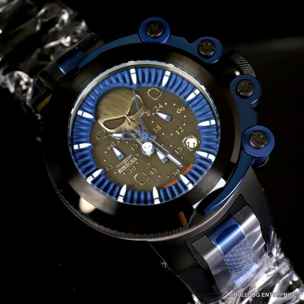 Invicta Marvel Punisher Coalition Forces Trigger 56mm Blue Black Watch New