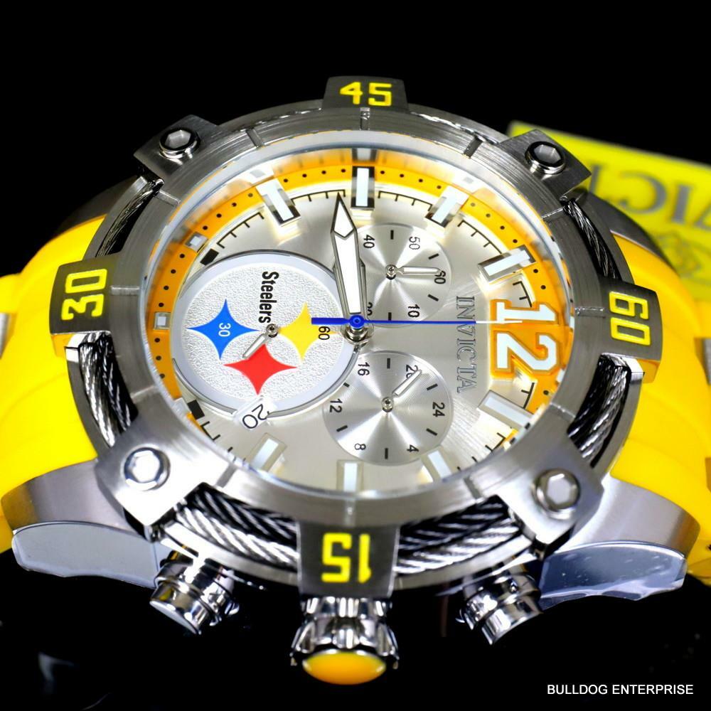 Invicta NFL Pittsburgh Steelers Bolt Pro Diver Scuba Chronograph Watch 52mm New