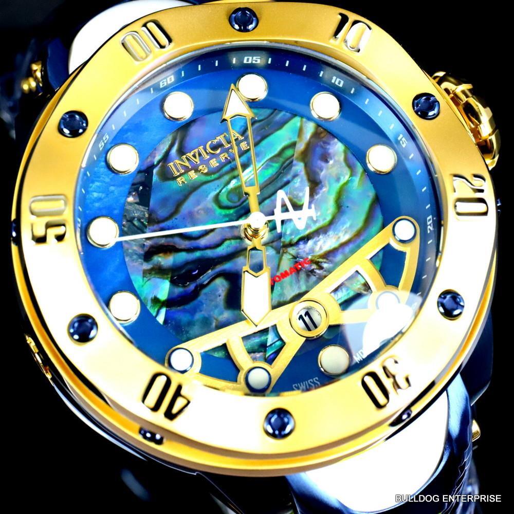Invicta Reserve Kraken Swiss R150 Automatic Abalone Blue Steel Watch 52mm New
