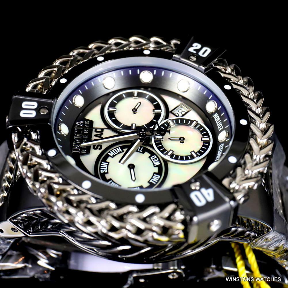 Invicta Reserve Shaq Hercules White MOP Black Steel Swiss Mvt Watch 56mm New
