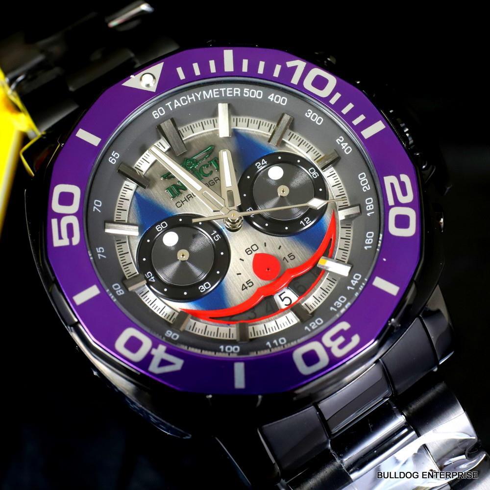 Invicta DC Comics Joker Purple Black Steel Chronograph Limited Ed Watch 52mm New