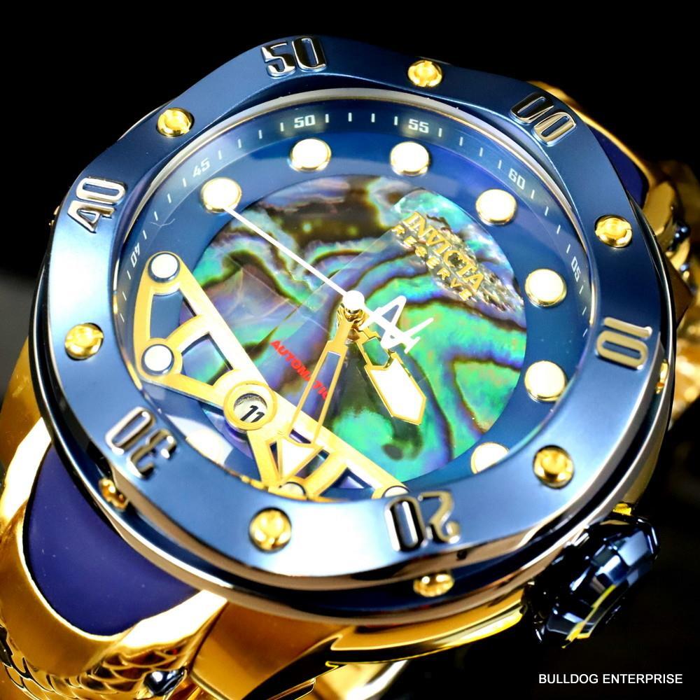 Invicta Reserve Kraken Swiss R150 Automatic Abalone Gold Plated Watch 52mm New