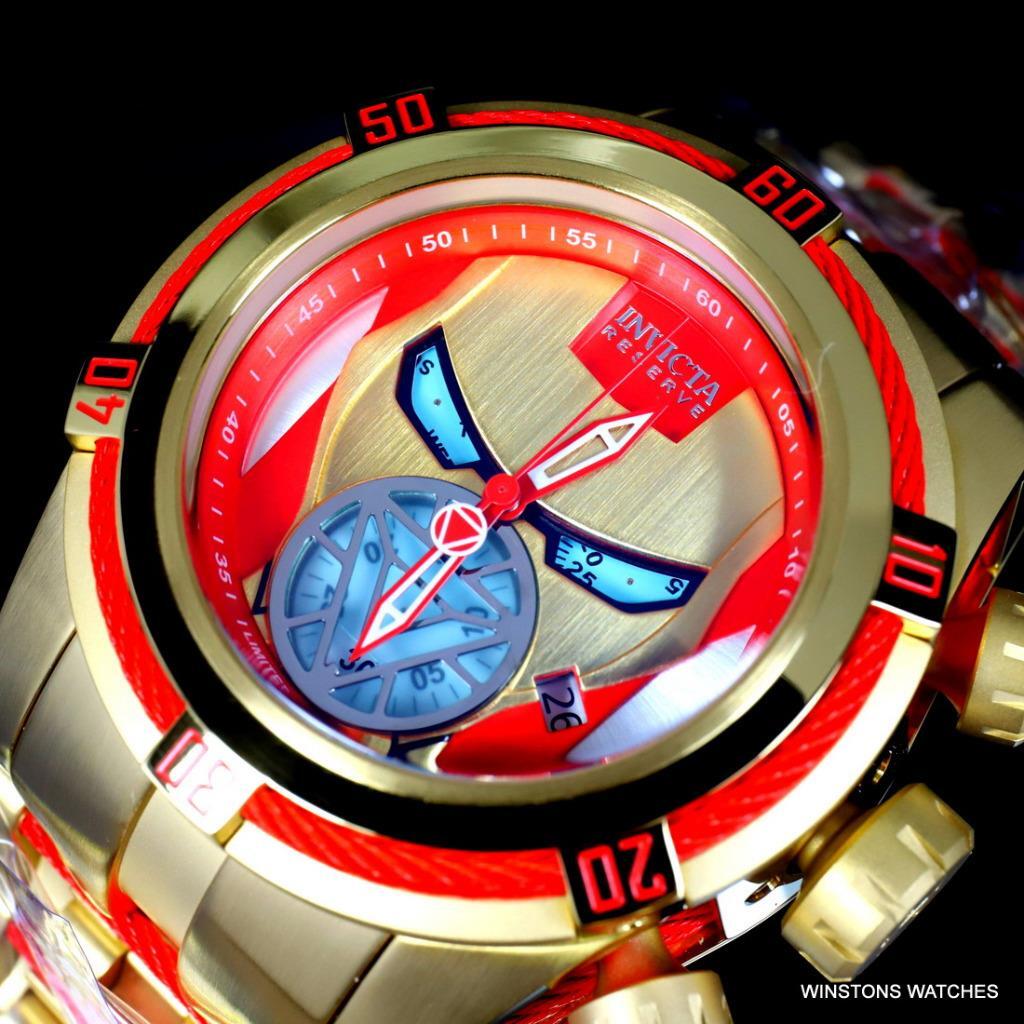 Invicta Reserve Bolt Zeus Marvel Iron Man 52mm Steel Swiss Mvt Blue Watch New