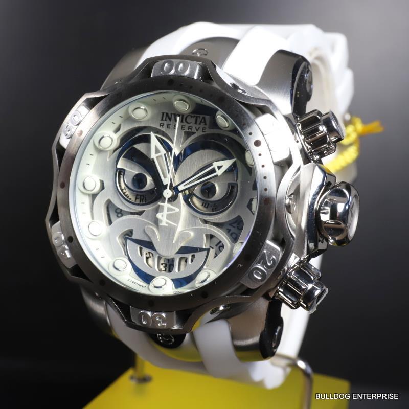 Invicta Reserve Venom DC Comics Joker White Silver-Tone 52mm Swiss Mvt Watch New