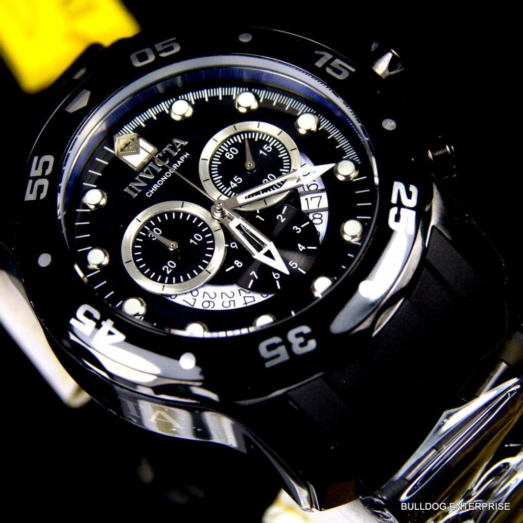 Invicta Pro Diver Scuba Black Chronograph Rubber Black Combat Watch New