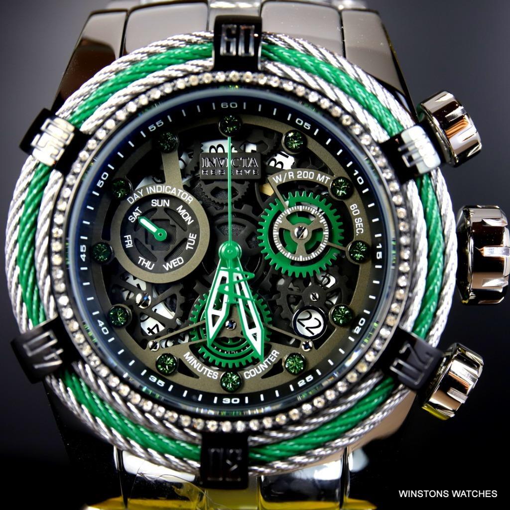 Invicta Reserve Bolt .33CTW Diamonds Steel Chronograph Swiss Mvt 52mm Watch New