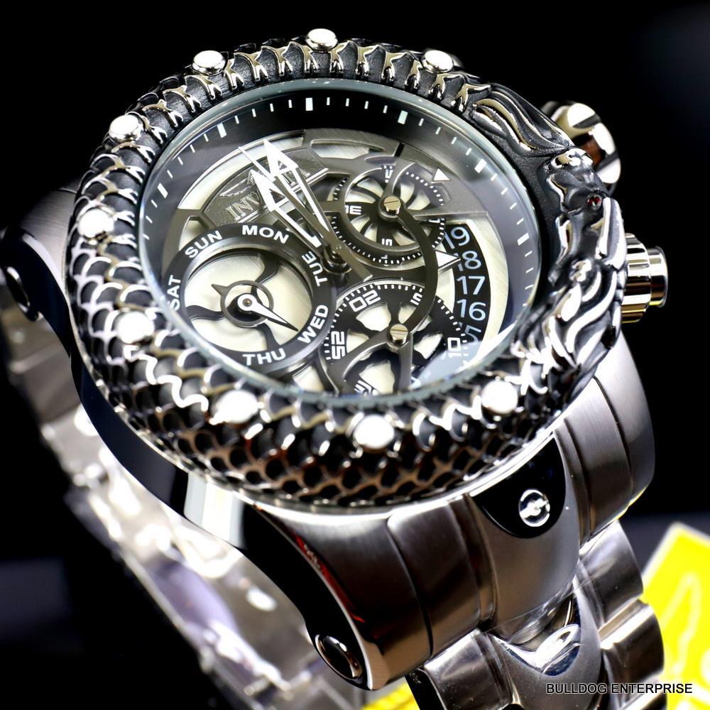 Invicta Venom Subaqua Dragon Scale Stainless Steel Guntmetal 52mm Watch New