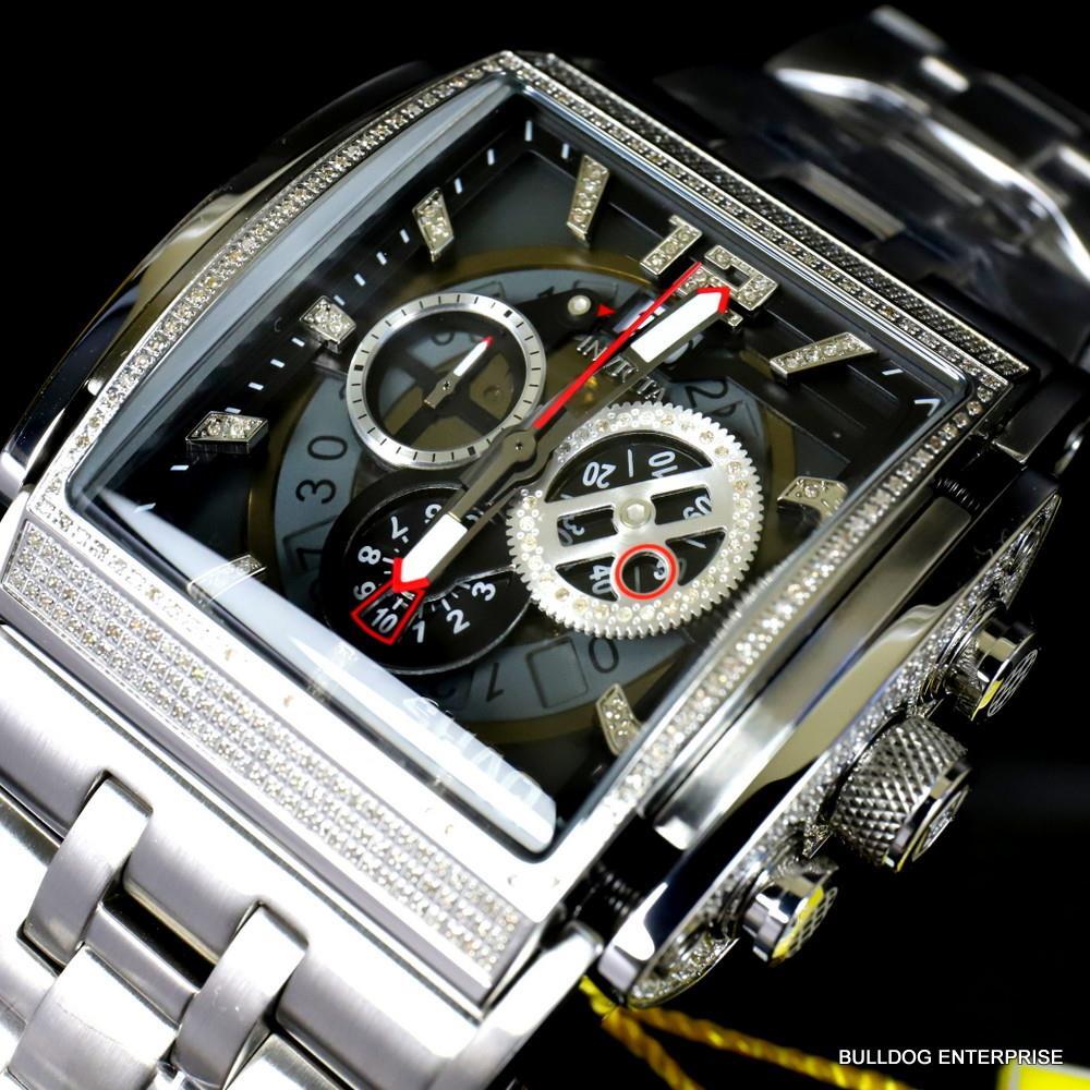 Invicta Shaq Speedway The Beast 3.27 CTW Diamond Steel 47mm Swiss Watch New