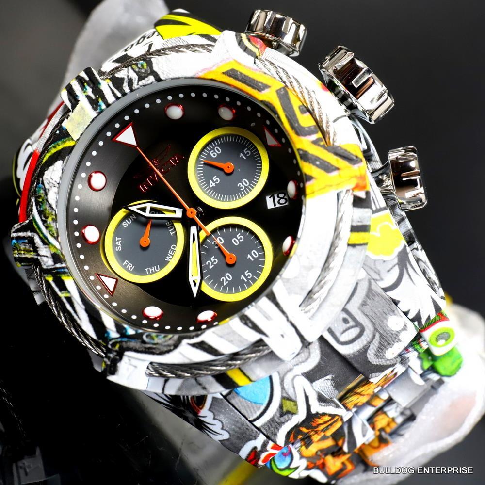 Invicta Bolt Zeus Graffiti Hydroplated Steel Black Chronograph 52mm Watch New
