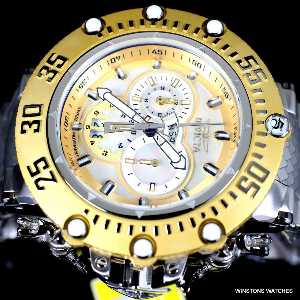 Invicta Subaqua Noma VII Gold Tone MOP Stainless Steel Swiss Mvt Watch 52mm New