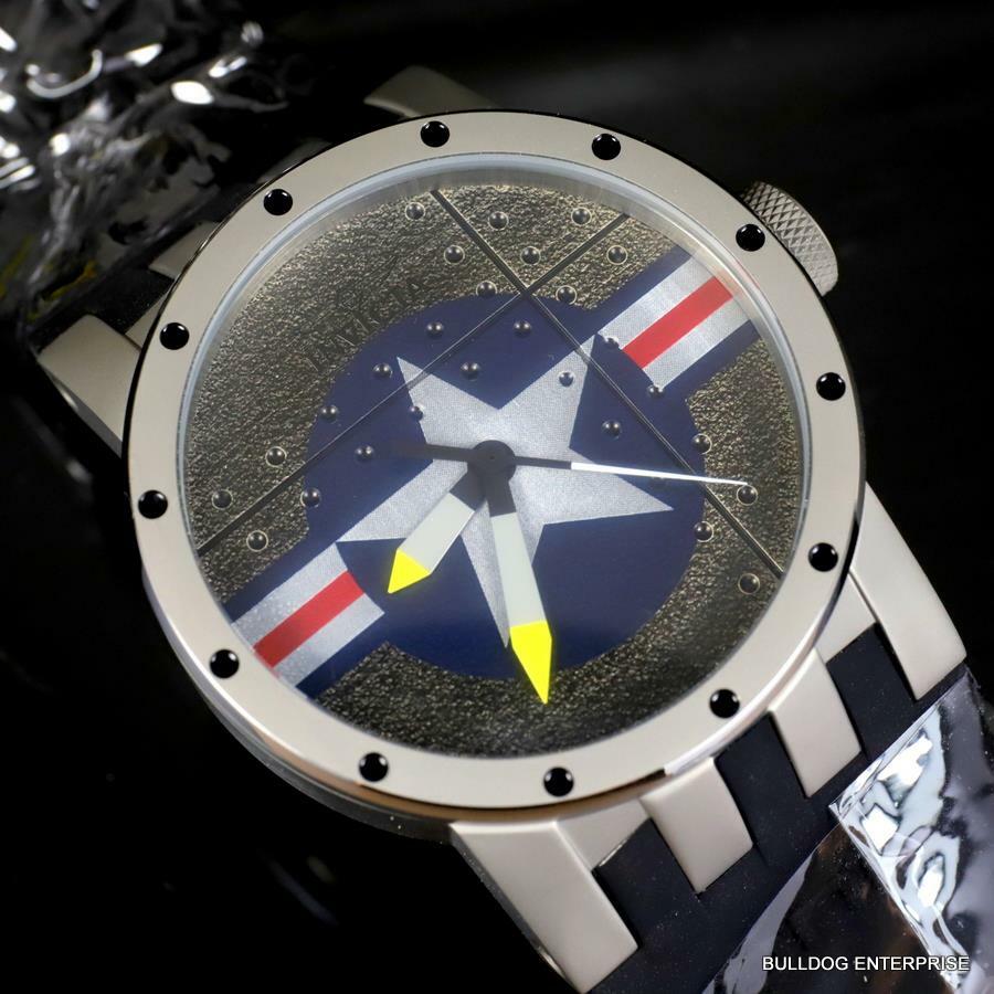 Invicta DNA Bomber Fighter Plane 46mm Gray Black Silicone Titanium Watch New