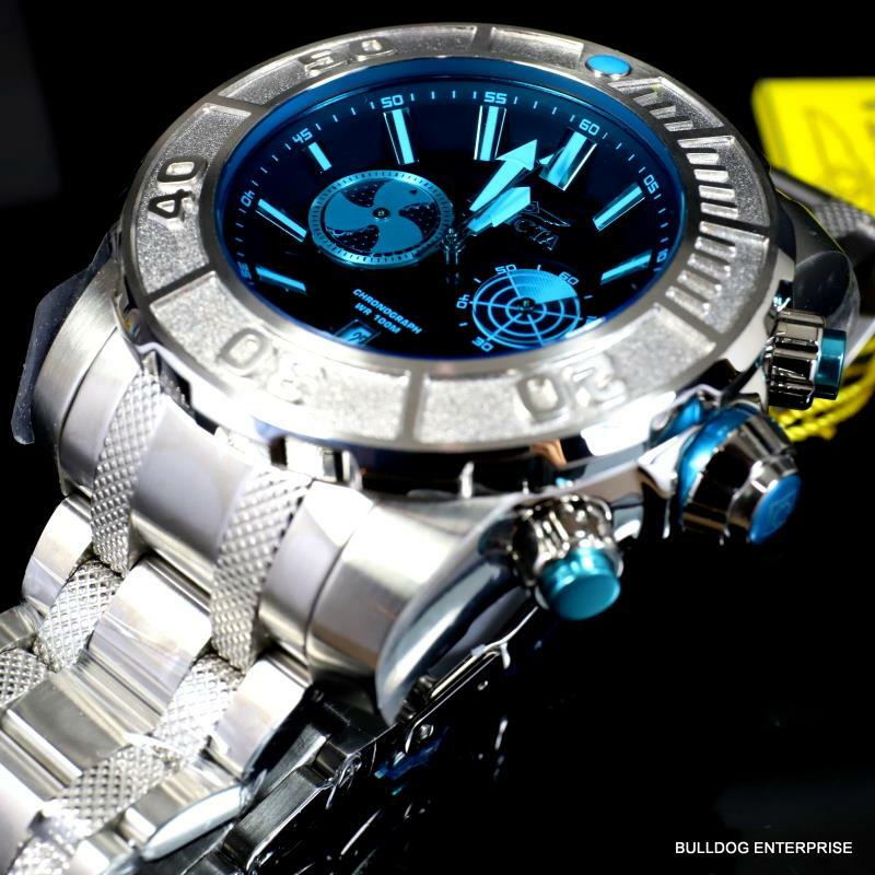 Invicta Coalition Forces Sonar Radar Stainless Steel Blue 58mm Chronograph New