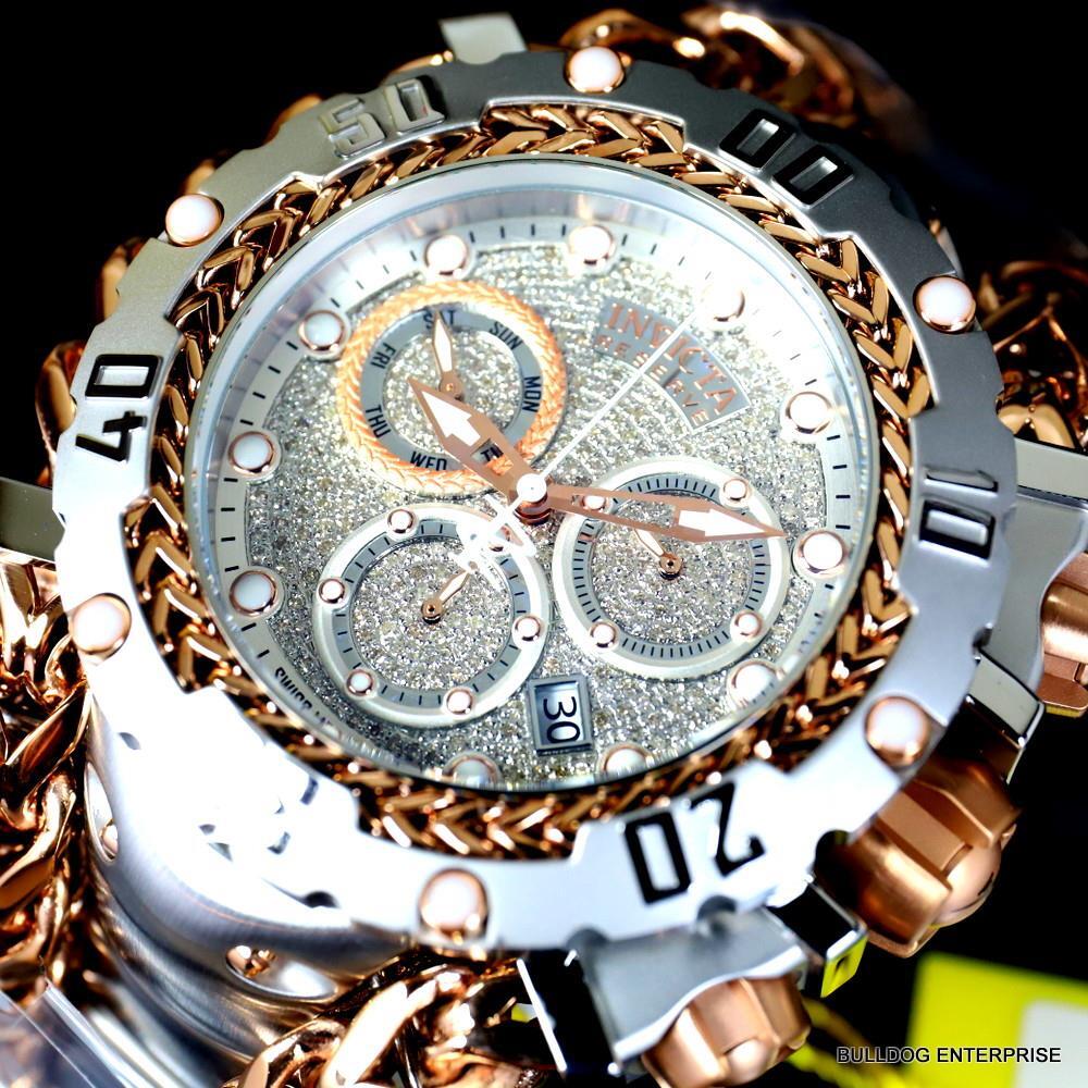 Invicta Reserve Gladiator 1.17CTW Diamond 2 Tone Rose Steel Swiss 61mm Watch New