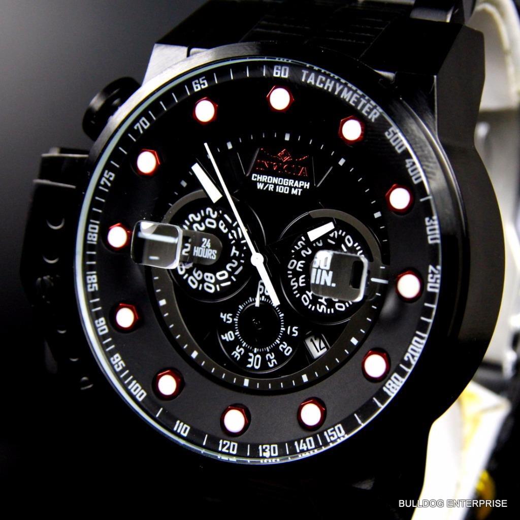 Mens Invicta I Force Bomber Chronograph Black Silicone 50mm Watch New