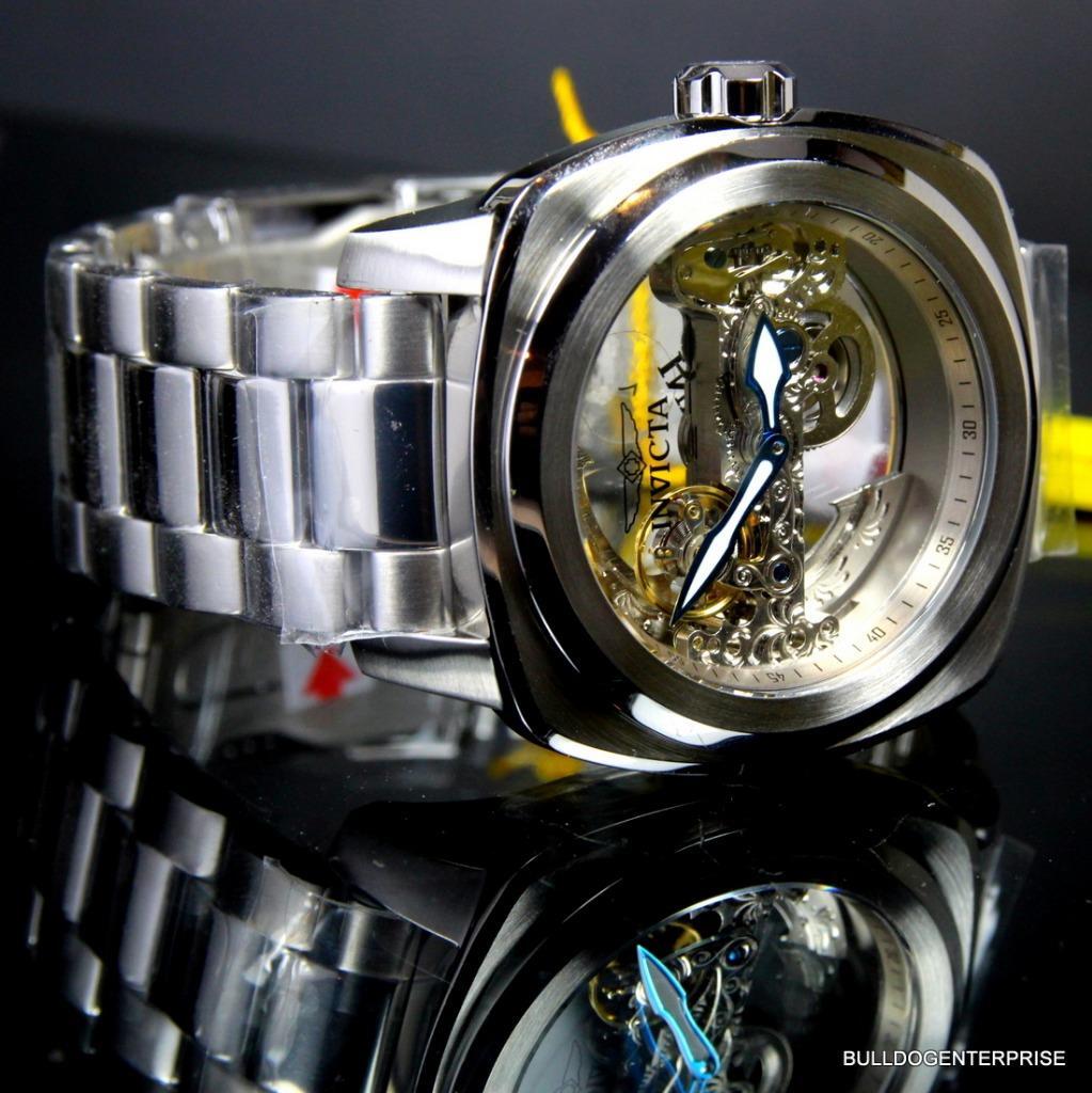 Invicta Aviator Ghost Bridge Mechanical Skeleton Silver Steel 48mm Watch New