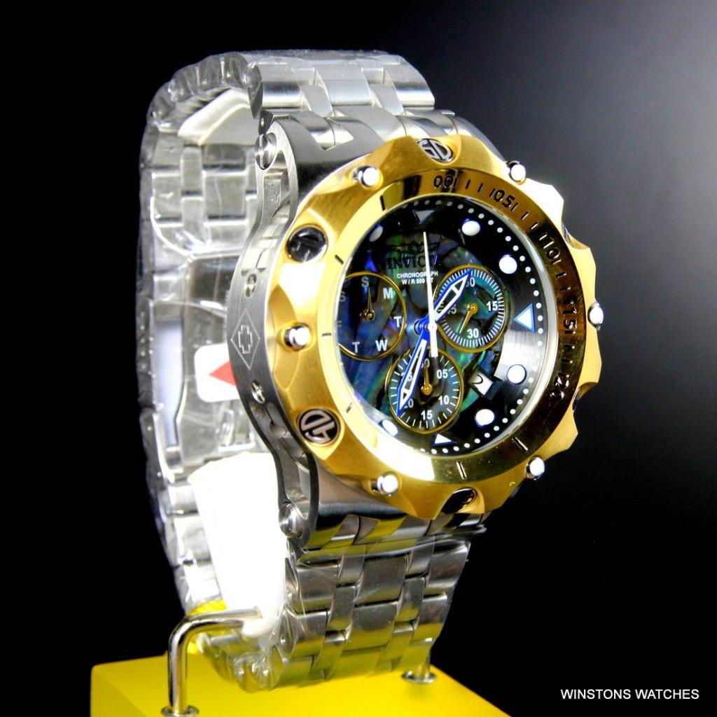 Invicta Reserve Venom Hybrid Abalone Chronograph 54mm Steel Gold Tone Watch New