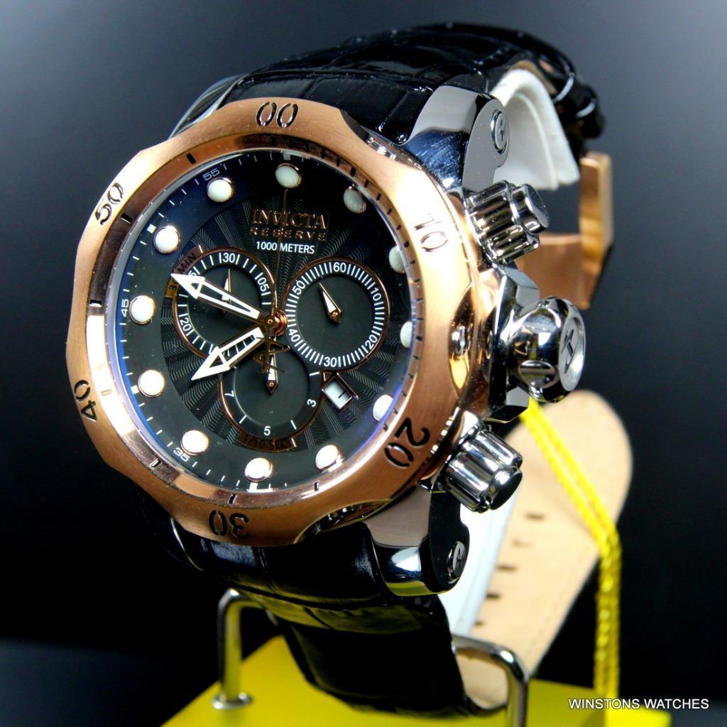 Invicta Reserve Venom Elegant Black Rose Gold Tone Swiss Mvt 52mm Watch New