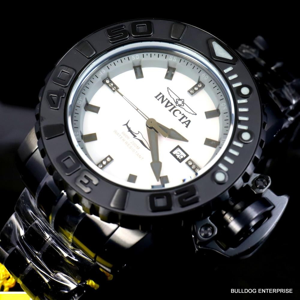 Invicta Sea Hunter Gen II Black Steel Platinum Automatic Diamond 58mm Watch New