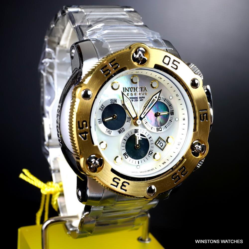 Invicta Reserve Sea Hunter Propeller Swiss Mvt Steel White MOP Watch 52mm New