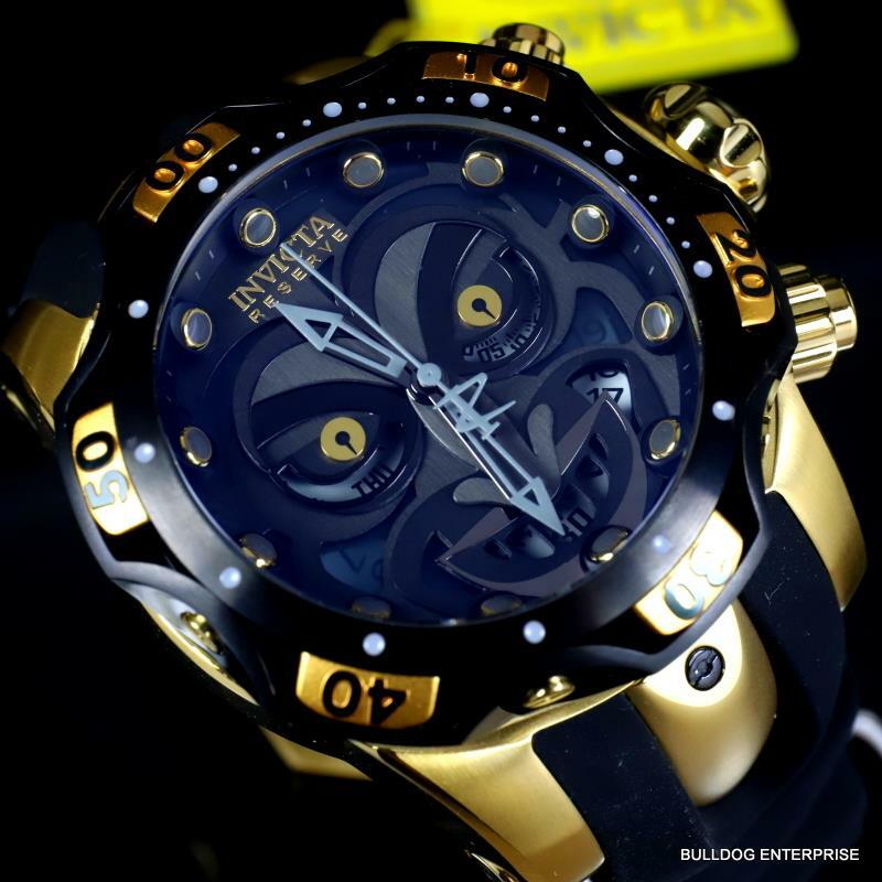 Invicta Reserve Venom DC Comics Joker Gold Plated Black 52mm Swiss Mvt Watch New