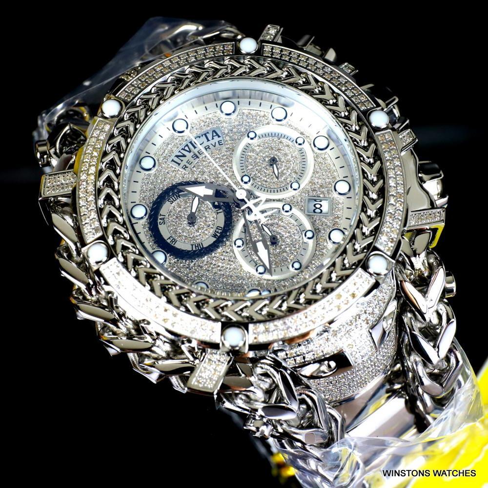 Invicta Reserve Gladiator 2.92CTW Diamond Stainless Steel Swiss 61mm Watch New