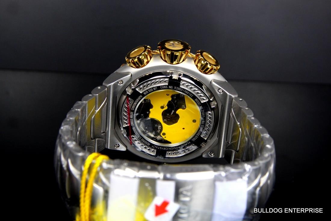 Invicta Reserve Thunderbolt Black MOP Swiss Made Silver Gold Tone Watch New