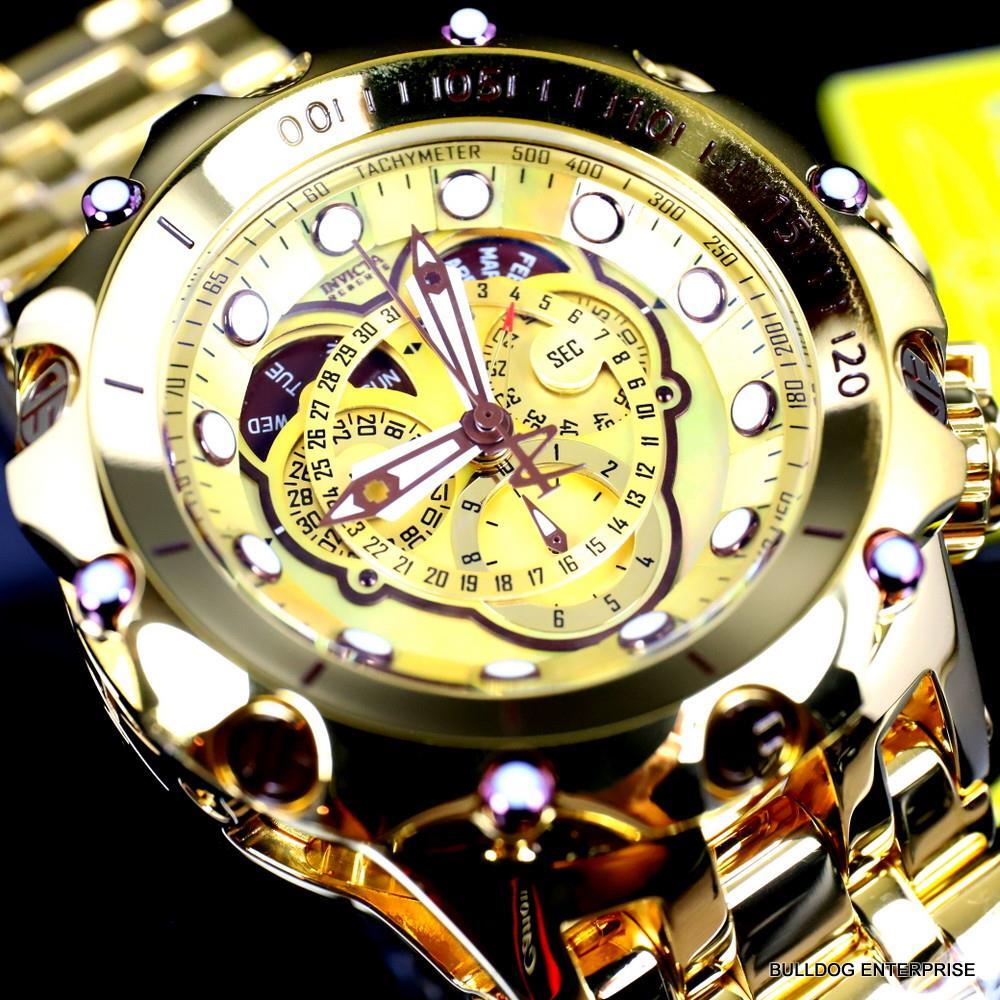 Invicta Reserve Venom Fusion Gold Label 52mm Swiss Master Calendar Watch New